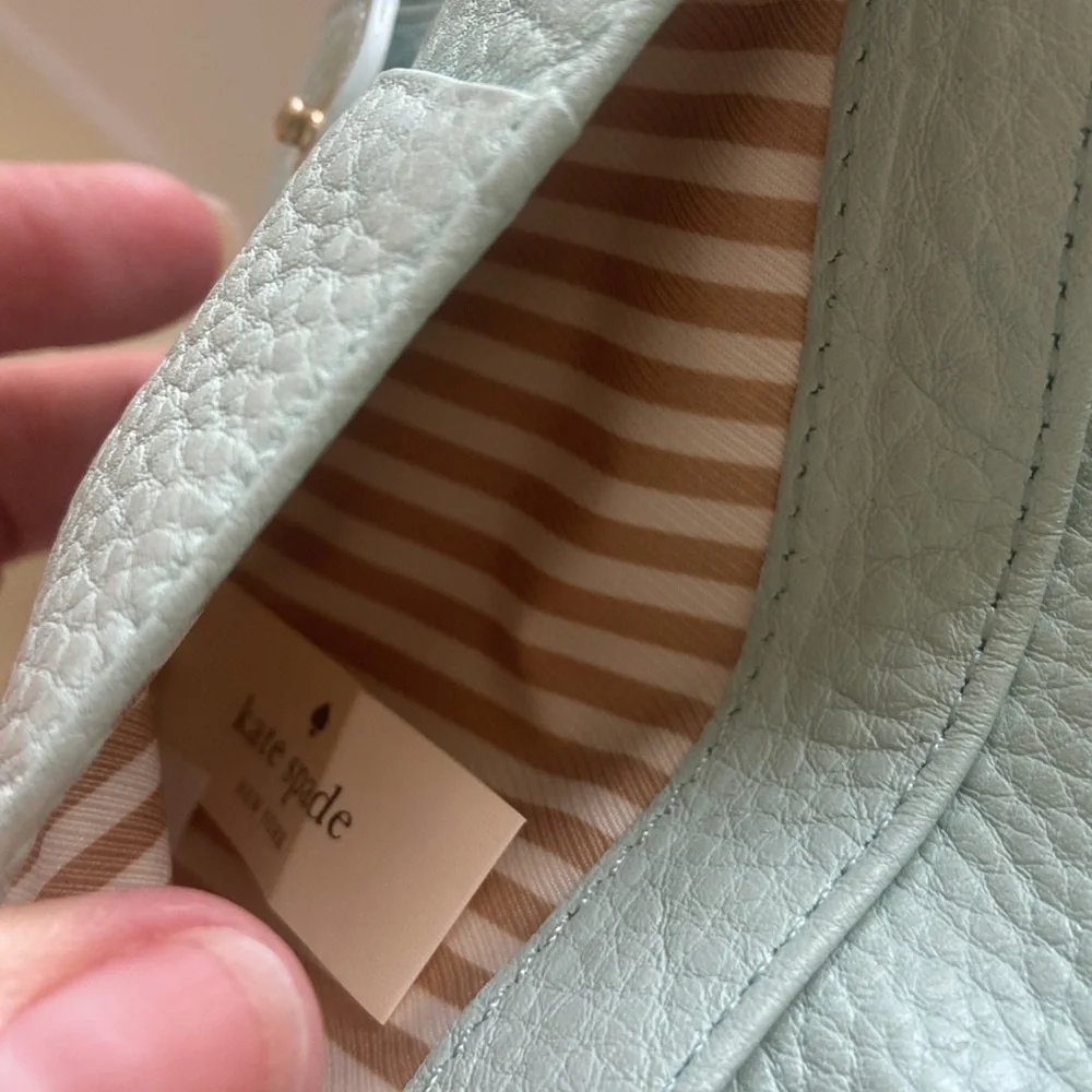 Kate Spade Robins Egg Blue Pebbled Leather Wallet Gold Trim Nice! Come see! - Picture 11 of 11